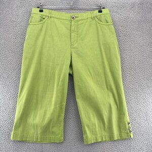 Multiples Jeans Womens 16 Green Denim Stretch Cropped Capri Wide Leg Everyday